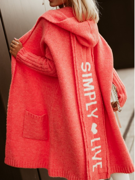 Casual Text Letters Cardigan