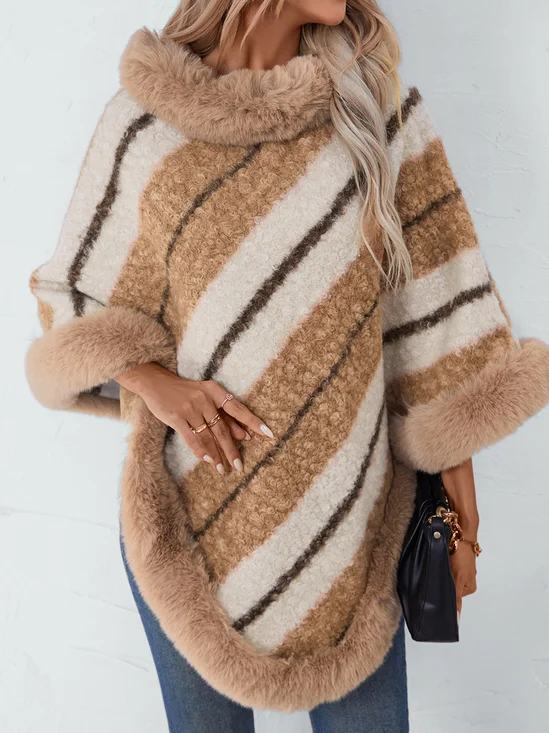 Fur Collar Elegant Cloak