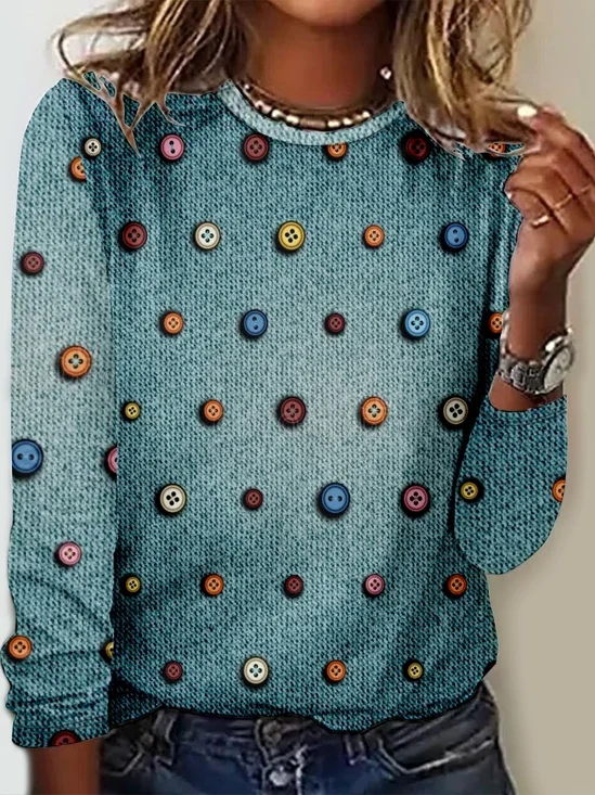 Crew Neck Four-Side Projectile Casual Sweatshirt