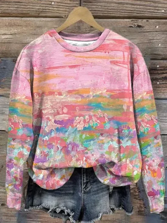 Women's Breast Cancer Awareness Print Long Sleeve Sweatshirt
