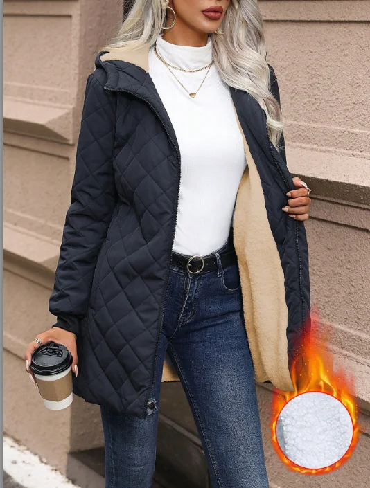 Casual Loose Zipper Fluff/Granular Fleece Fabric Padded Jacket