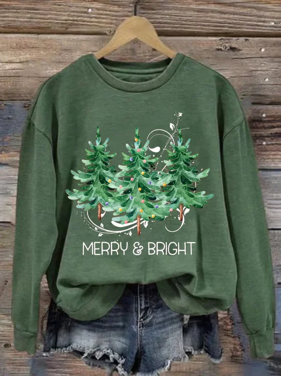Christmas Tree Print Casual Sweatshirt