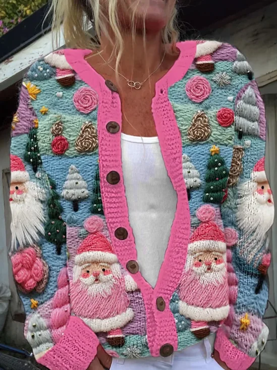 Women's Christmas Santa Claus 3D Printing Print Cardigan