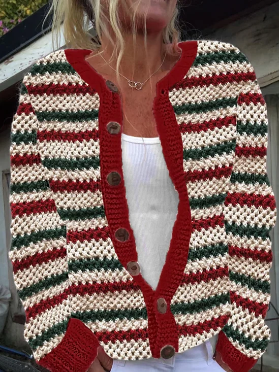 Knitted Casual 3D Printing Cardigan