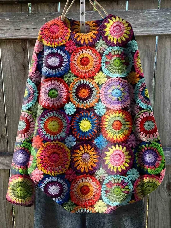 3D Printing Colorful Funny Print Knit Pullover Sweater