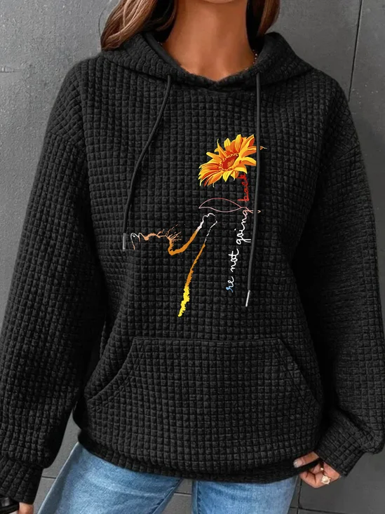 We're Not Going Back Cat Simple Loose Hoodie
