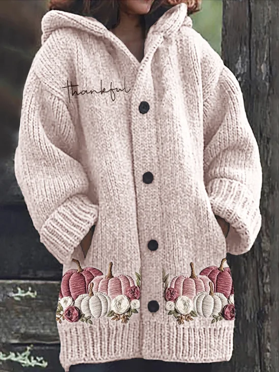 Casual Floral Wool/Knitting Cardigan