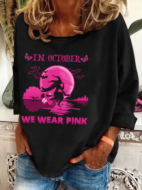 Women's In October We Wear Pink Printed Sweatshirt