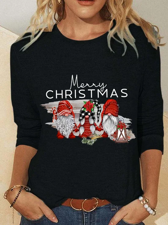 Christmas Gnomes Casual Long Sleeve Shirt