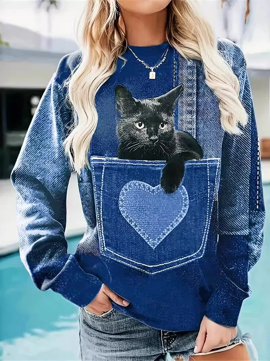 Zipper Crew Neck Casual Sweatshirt