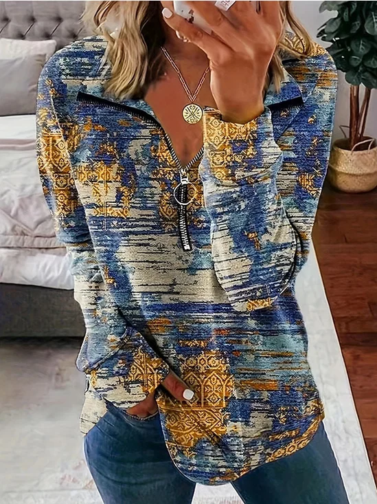 Casual Zipper Sweatshirt