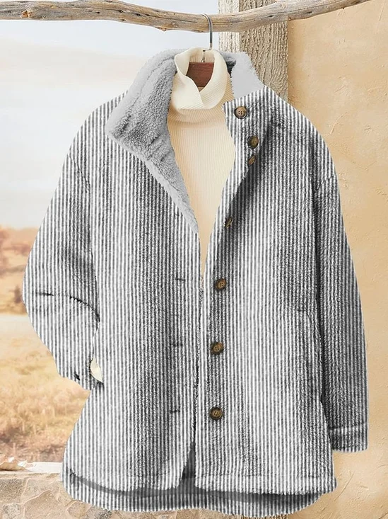 Loose Fluff/Granular Fleece Fabric Casual Jacket