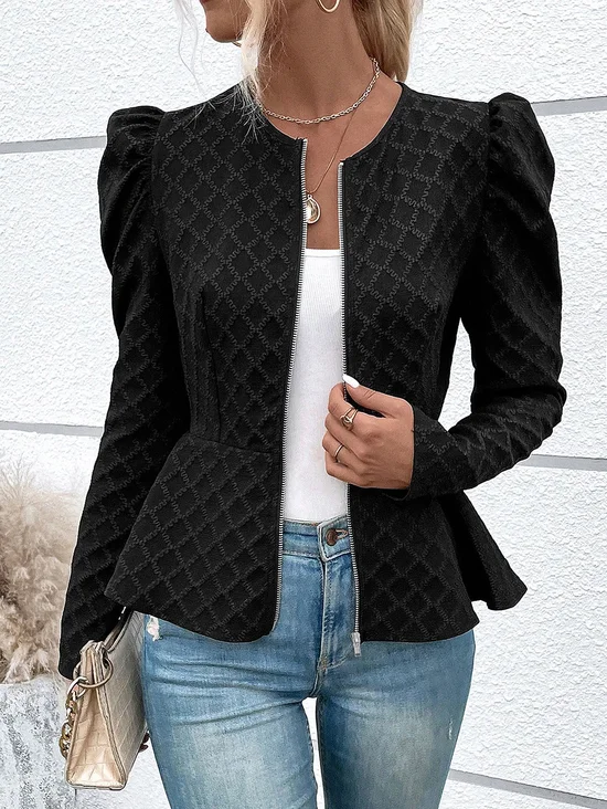 Regular Fit Casual Plain Crew Neck Blazer