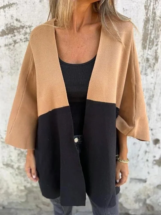 Multicolor Block Others Casual Dolman Sleeve Cardigan