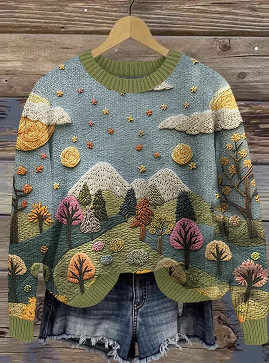 Forest Art Round Neck Sweater