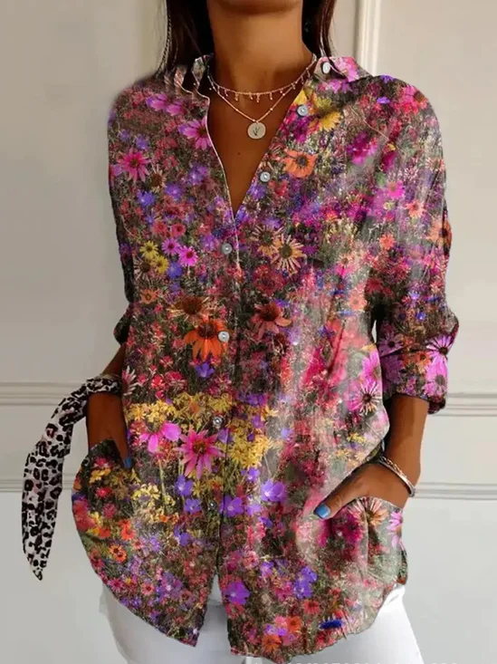 Loose Casual Ethnic Shirt Collar Shirt