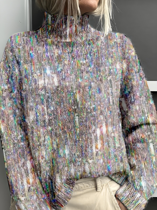 Mock Neck Vintage 3D Printing Sweatshirt