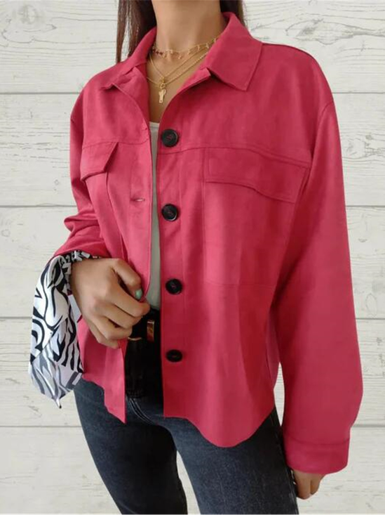 Casual Shawl Collar Plain Jacket