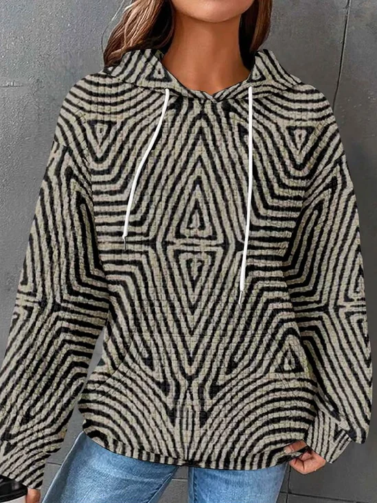 Loose Casual Zipper Abstract Sweatshirt