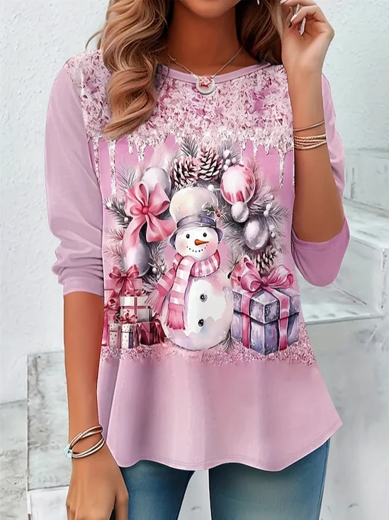 Christmas Round Neck Long Sleeve T-shirt