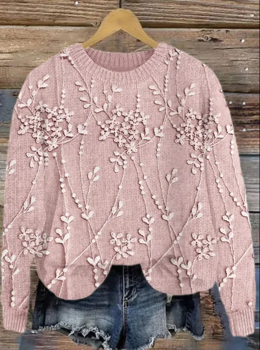Casual Crew Neck 3D Printing Loose Sweatshirt