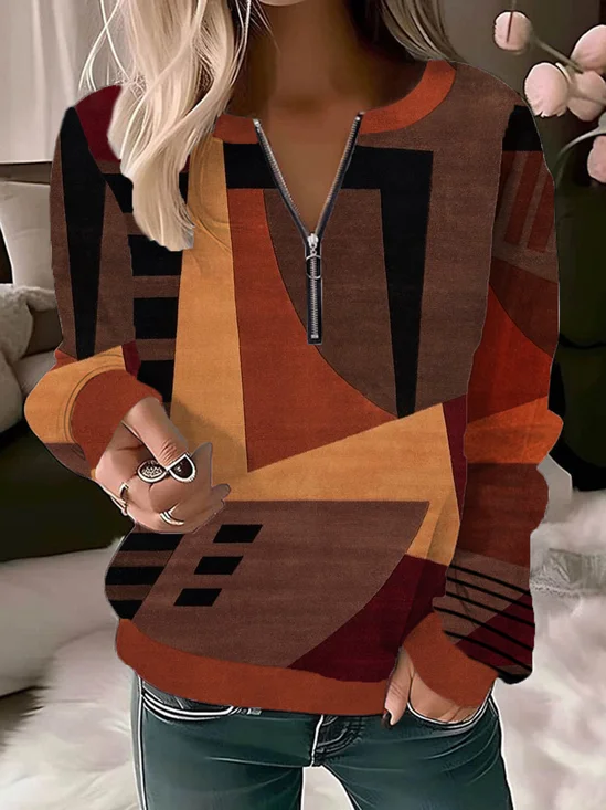 Colorblock Loose Casual Sweatshirt