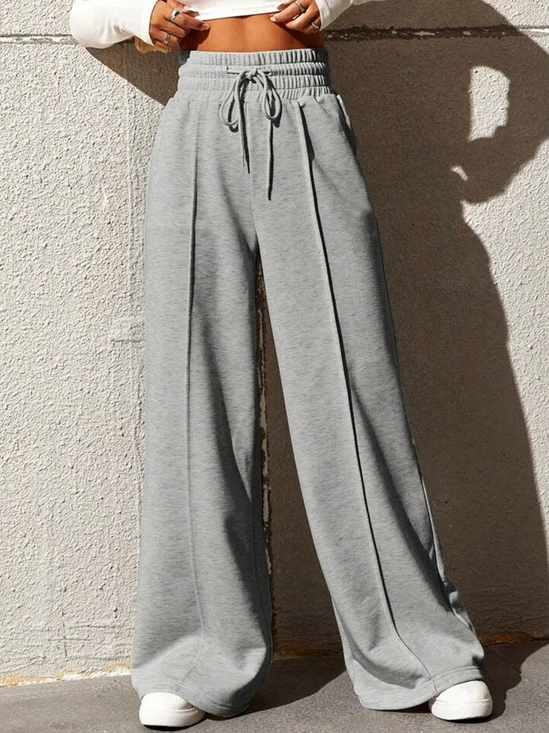 Women's  H-Line Wide Leg Pants Daily Going Out Pants Sky Blue Casual Plain Spring/Fall Pants