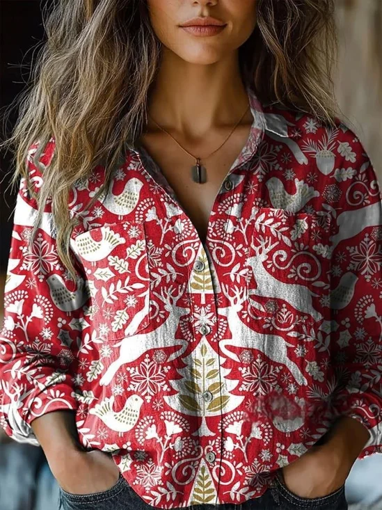 Casual Loose Shawl Collar Shirt