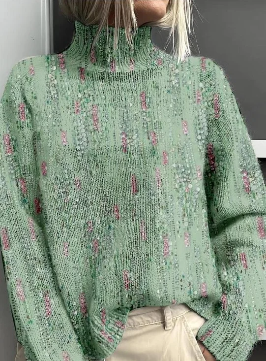 Mock Neck 3D Printing Casual Sweatshirt