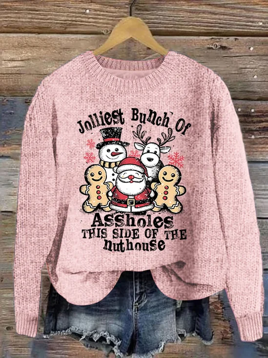 Jolliest Bunch Of Assholes This Side Of The Nuthouse Loose Knitted Casual Sweater