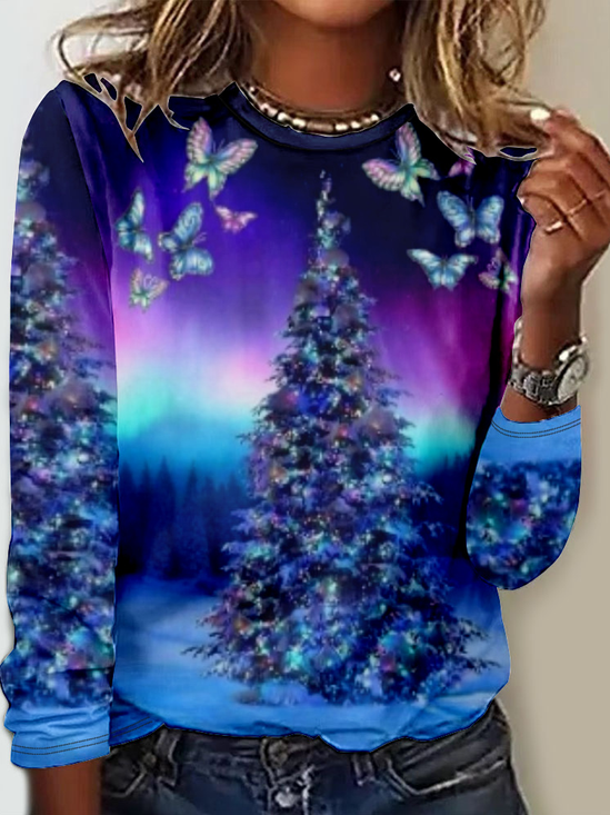 Casual Christmas Loose Crew Neck T-Shirt