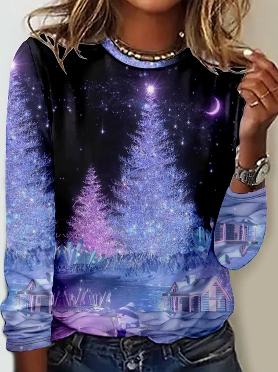 Christmas Tree Casual Loose Crew Neck T-Shirt
