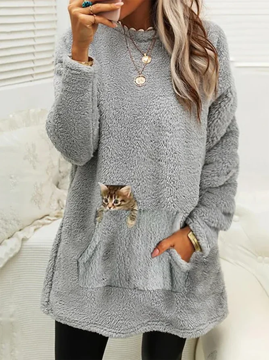 Animal Picture Casual Sweatshirt