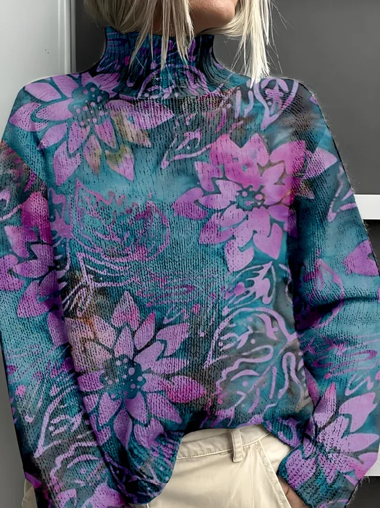 3D Printing Loose Casual Mock Neck Sweatshirt