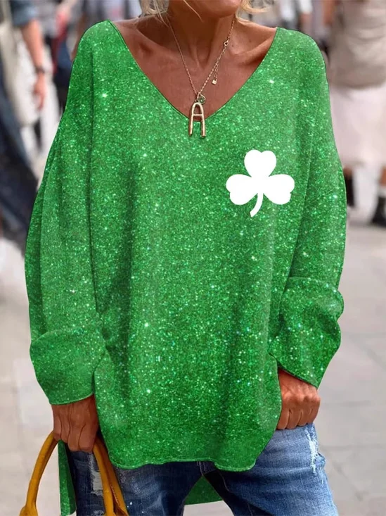 Casual V Neck Ethnic Sweatshirt