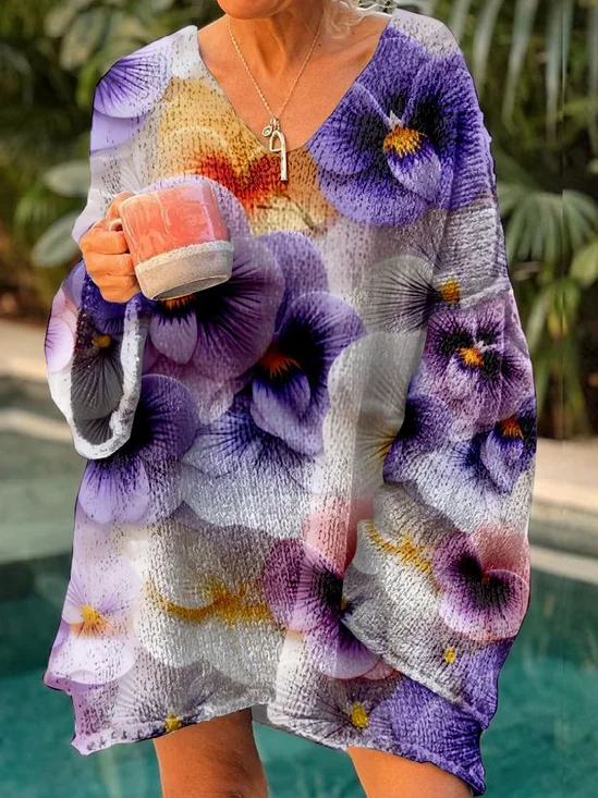 Casual 3D Printing V Neck Sweater