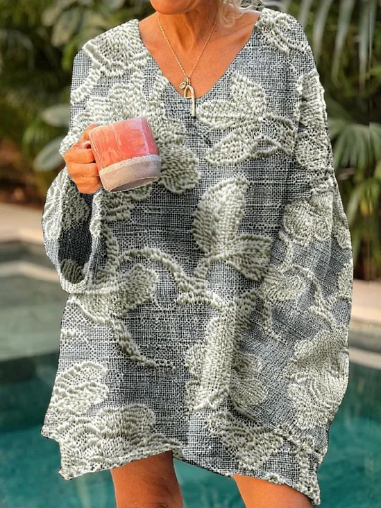 Casual V Neck Loose Sweater