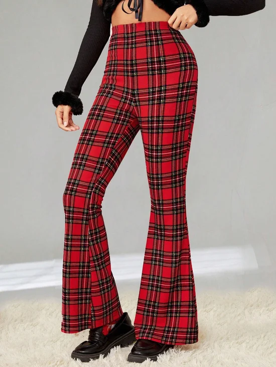 Plaid Regular Fit Sexy Pants