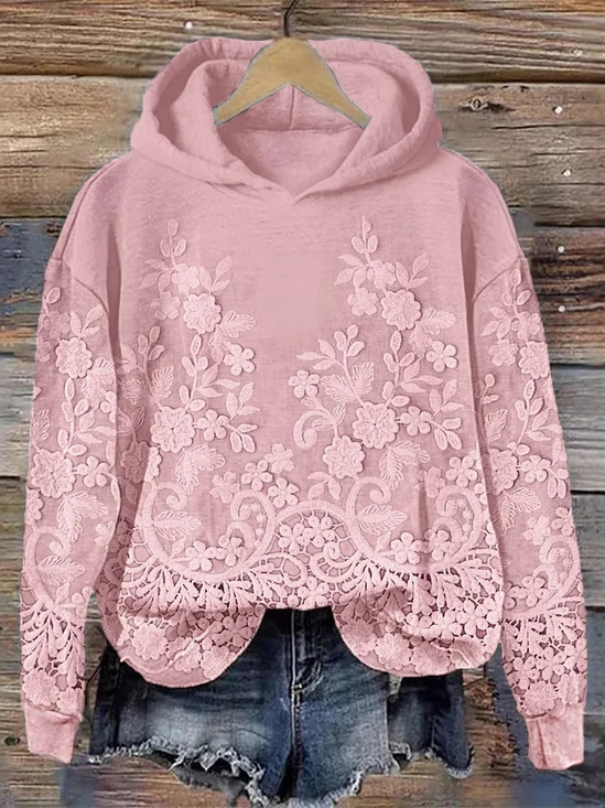 Hoodie Loose Casual Floral Sweatshirt