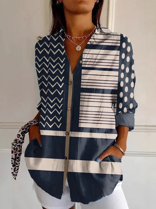 Loose Casual Shirt Collar Shirt