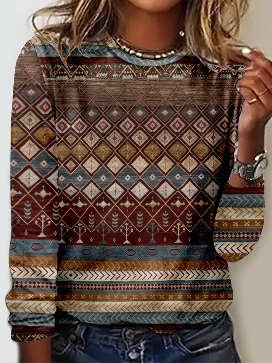Jersey Casual Loose Ethnic T-Shirt