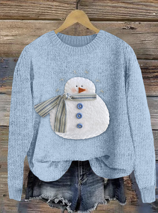 Cute Christmas Snowman Casual Cozy Sweater