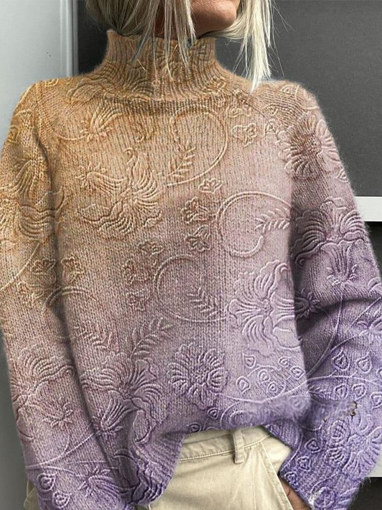 Casual Mock Neck Loose 3D Printing Sweatshirt