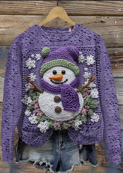 Christmas snowman round neck sweater