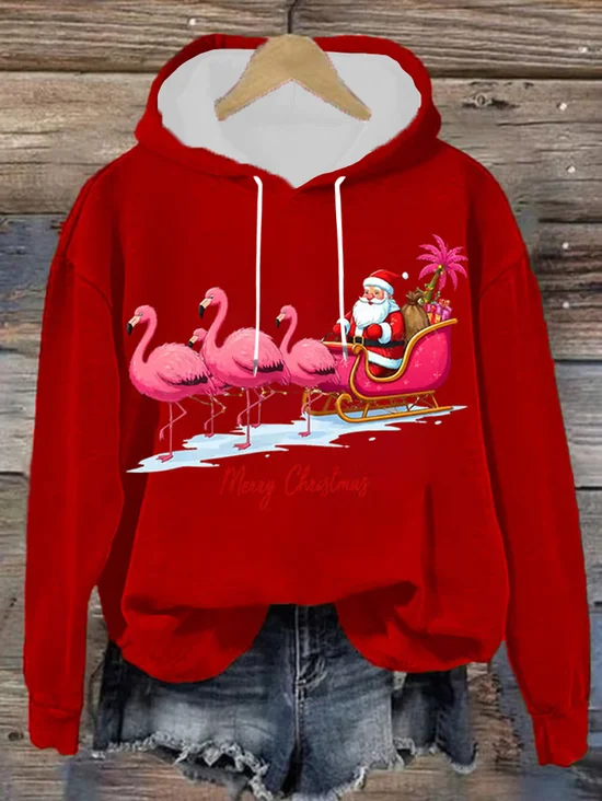 Christmas flamingo hooded sweatshirt