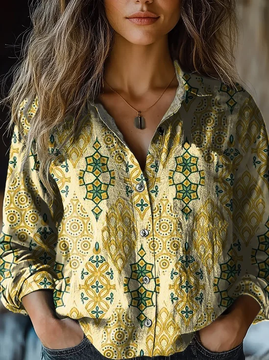 Ethnic Print Long Sleeve Shirt