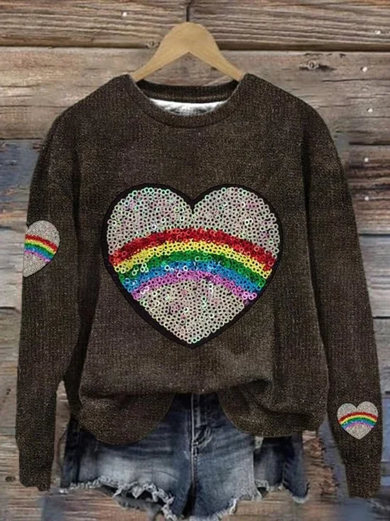 Casual Crew Neck Loose Valentine's Day Sweatshirt