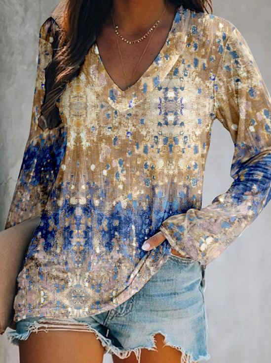 Loose Gradient Pattern Casual T-Shirt