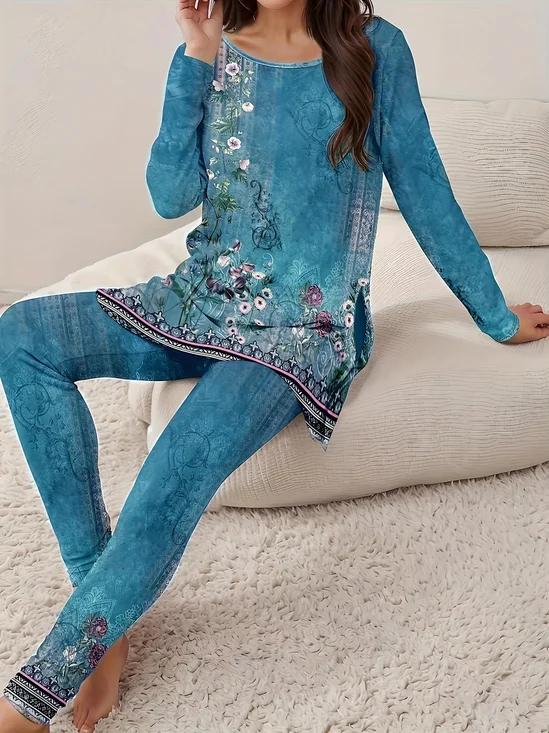 Floral Print Casual Suit