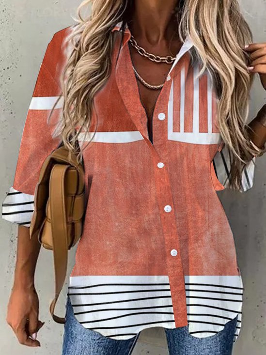 Striped Print Long Sleeve Casual Shirt